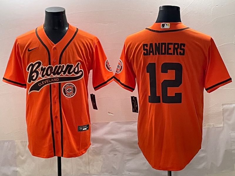 Men 2025 Cleveland Browns #12 Sanders Orange Joint Name Nike Limited NFL Jersey style 4->cleveland browns->NFL Jersey